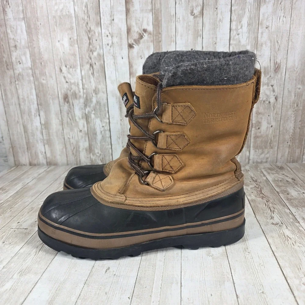 Northwest Territory Men Tan Leather Winter Snow Boots Steel Shank Size 9‎